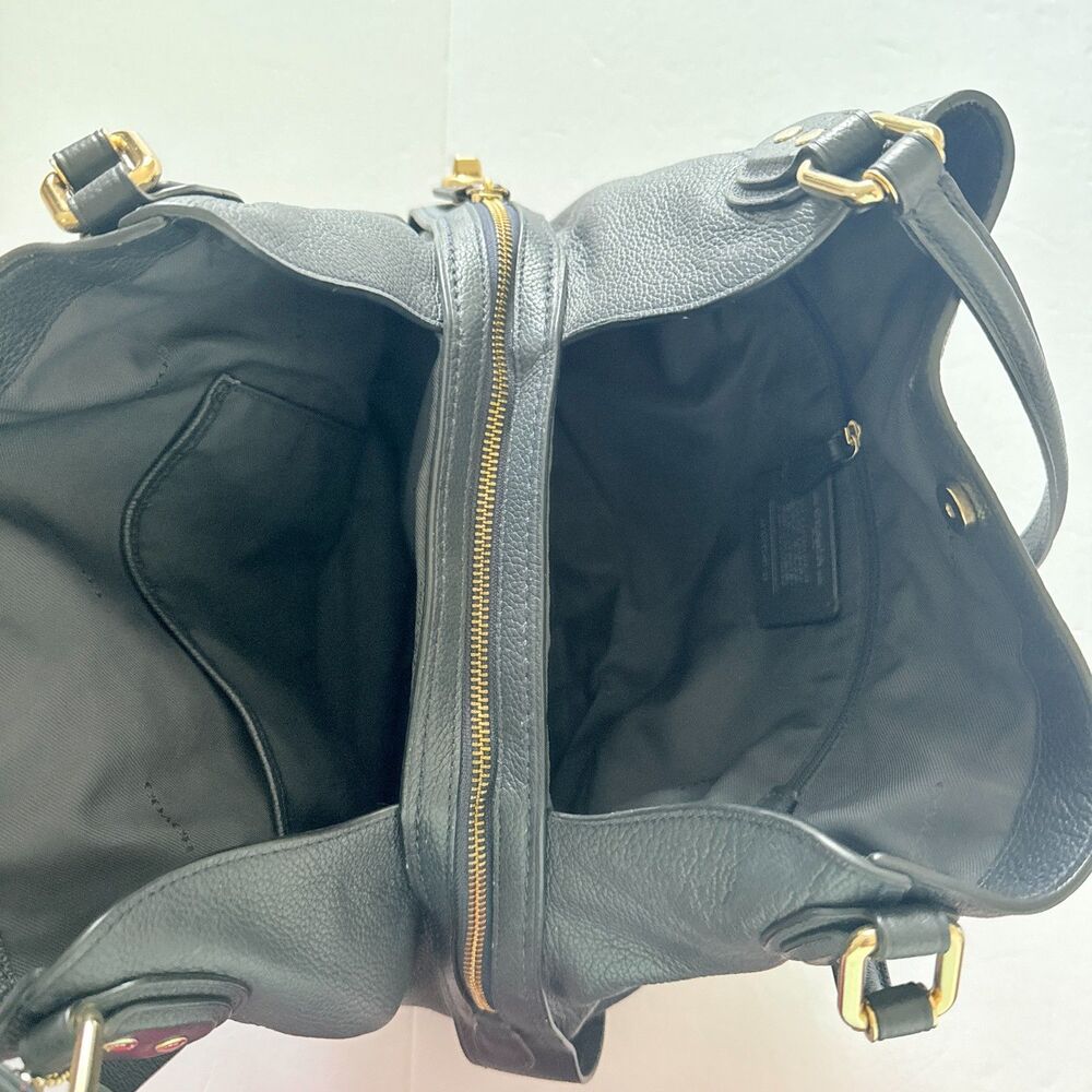 Coach Edie 31 Shoulder Bag Pebble Leather Slouchy Tote Polished Dark Blue Purse - Picture 5 of 11